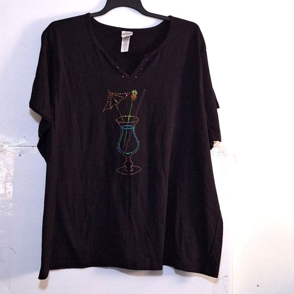 A Khol's Women's Plus Sized Top Metallic Studded Cocktail Glass Sparkly 4X